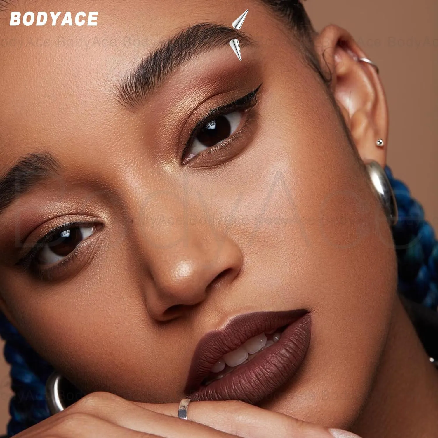 BodyAce 16G 18G Spike Earrings Rook Eyebrow Rings, Internal Threaded Curved Barbells Cartilage Helix Earring, Straight Bar Tragus Lip Piercing Jewelry