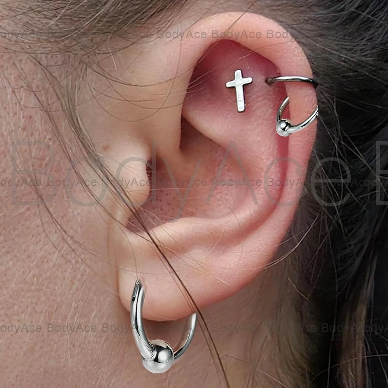 BodyAce Large Nose Rings Hinged Segment Clicker, 6G 8G 10G 12G PA Rings Big Gauges Earrings Hoops Ear Weights, Surgical Steel Septum Piercing Jewelry