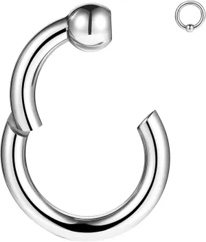 BodyAce Large Nose Rings Hinged Segment Clicker, 6G 8G 10G 12G PA Rings Big Gauges Earrings Hoops Ear Weights, Surgical Steel Septum Piercing Jewelry