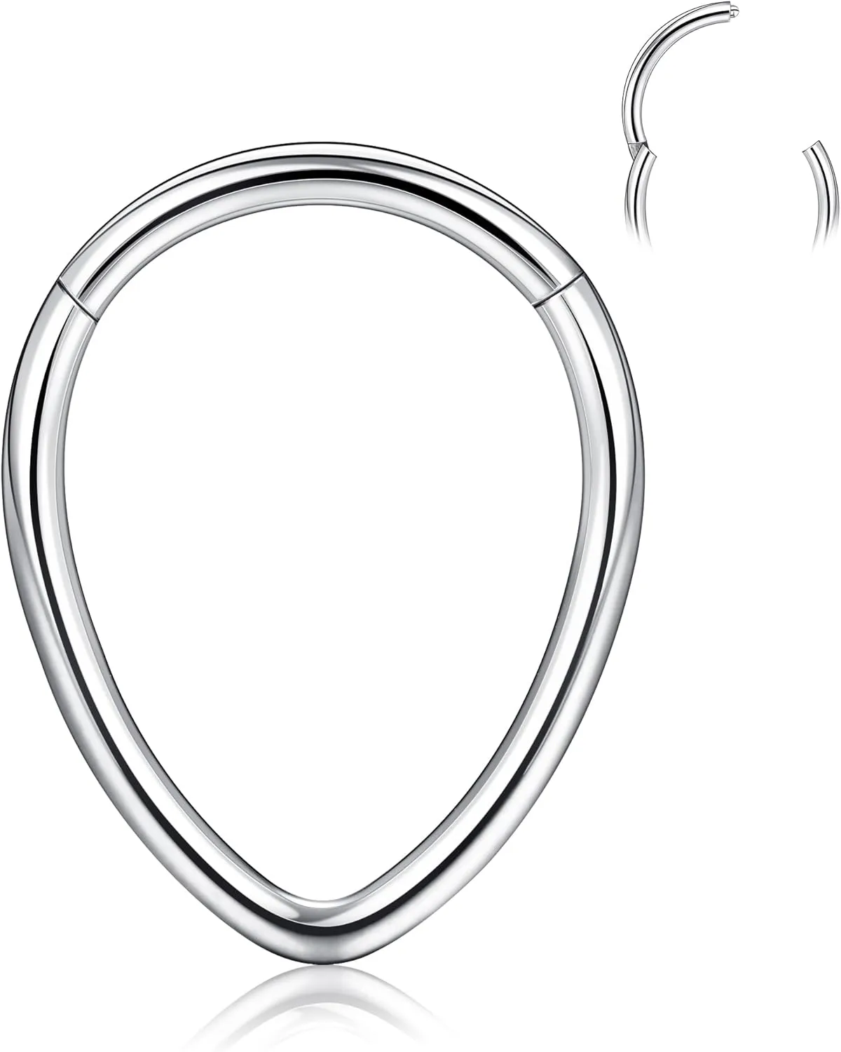 BodyBonita 16G Teardrop Septum Rings - G23 Titanium Nose Rings Hoops Seamless Hinged Cartilage Conch Daith Helix Rook Earrings Piercings Septum Jewelry for Women Men Gold/Silver/Black/Rose Gold