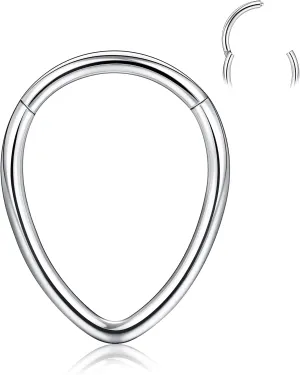 BodyBonita 16G Teardrop Septum Rings - G23 Titanium Nose Rings Hoops Seamless Hinged Cartilage Conch Daith Helix Rook Earrings Piercings Septum Jewelry for Women Men Gold/Silver/Black/Rose Gold