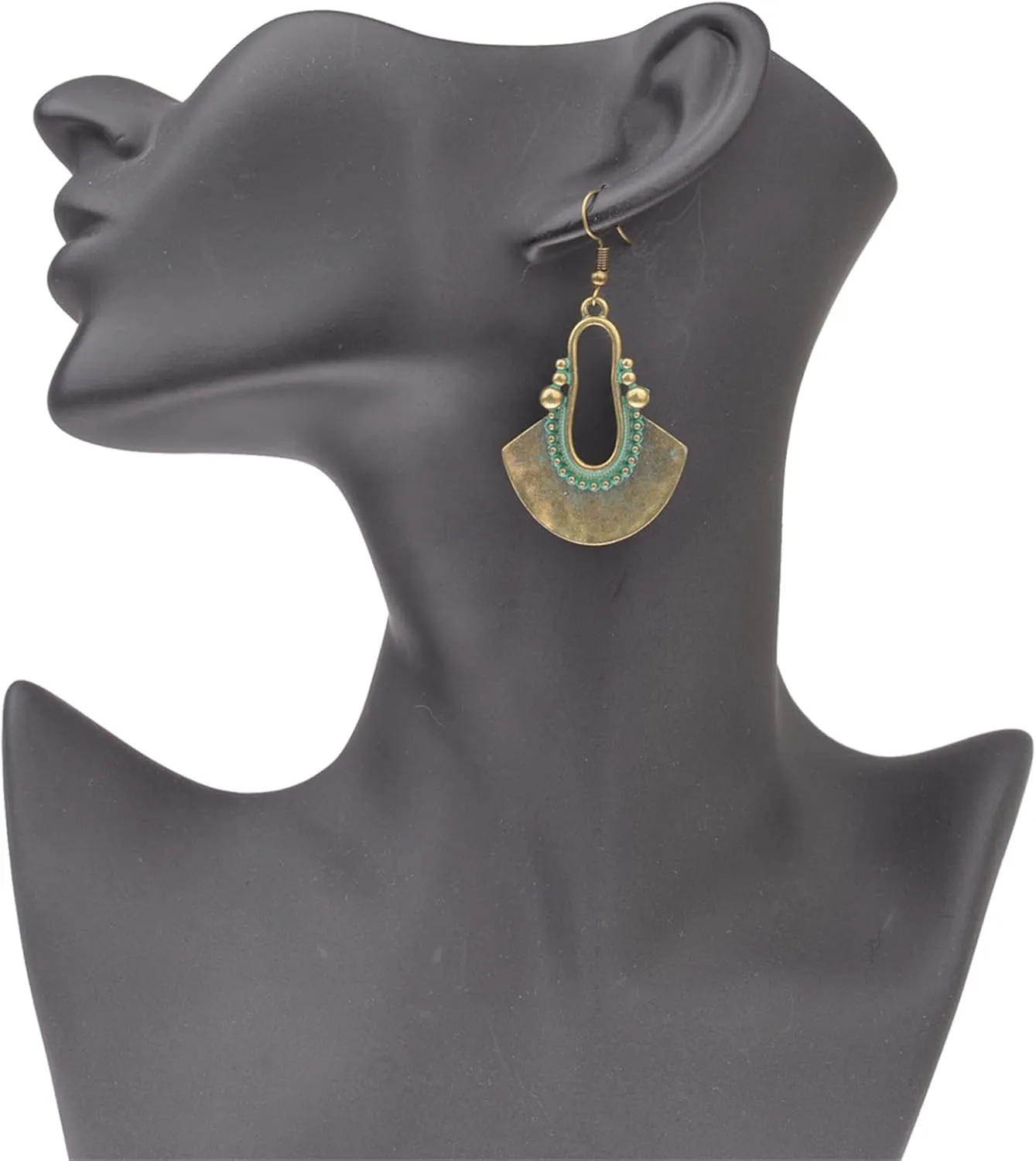 Boho Chic Handmade Hollow Shield Shape with Hammered Drop Earrings for Women Vintage Statement Antique Ethnic Earrings Vintage Gold Silver Plated Hollow Earrings Jewelry Gifts