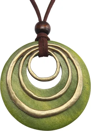 Boho Necklaces for Women Long Wooden Pendant Vintage Necklace Sweater Chain Necklace Handmade Jewelry