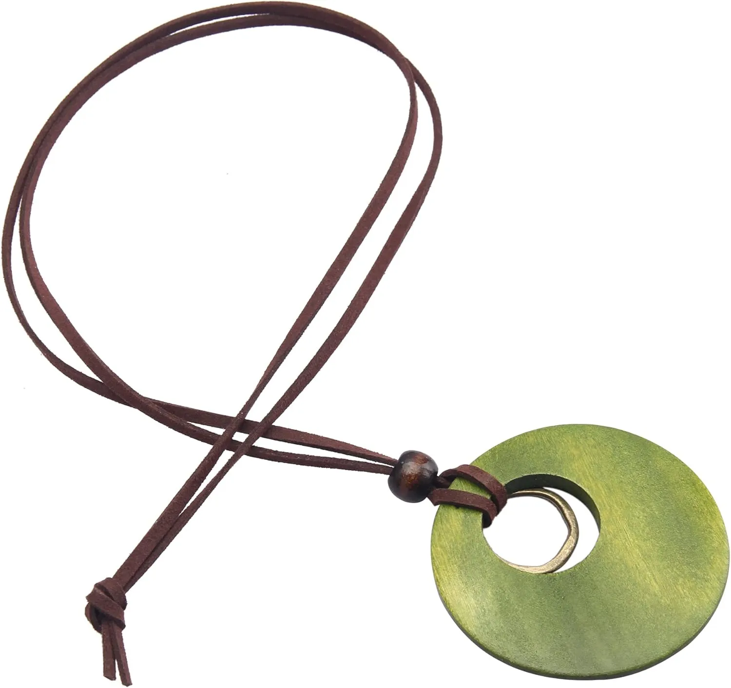 Boho Necklaces for Women Long Wooden Pendant Vintage Necklace Sweater Chain Necklace Handmade Jewelry