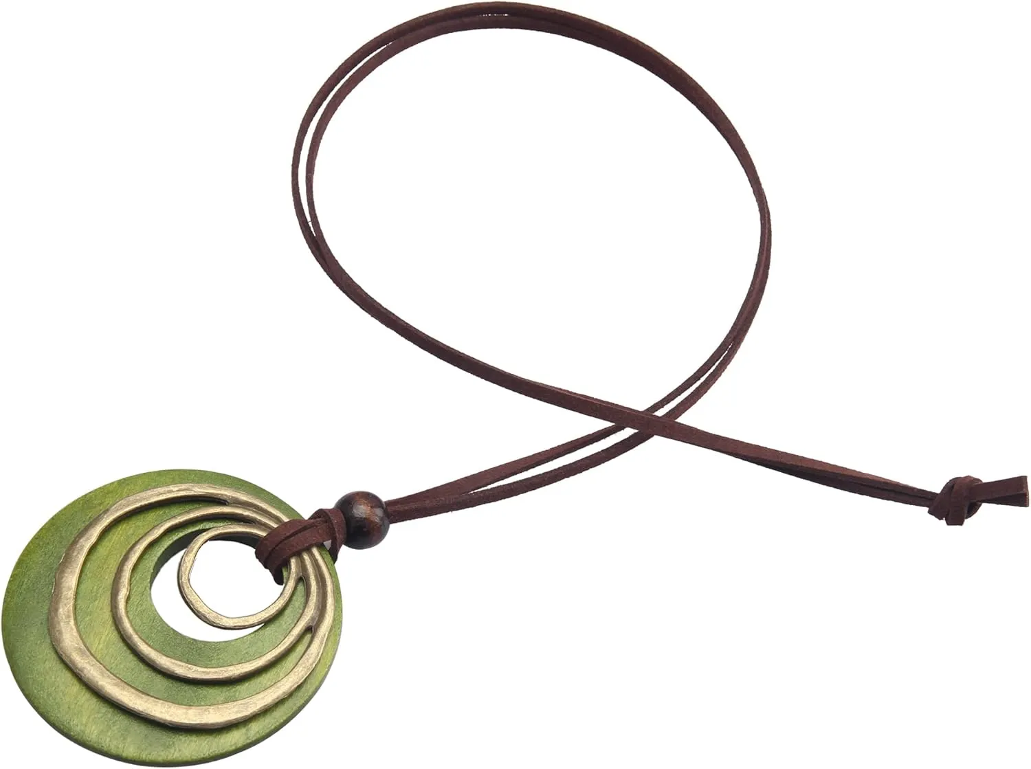 Boho Necklaces for Women Long Wooden Pendant Vintage Necklace Sweater Chain Necklace Handmade Jewelry
