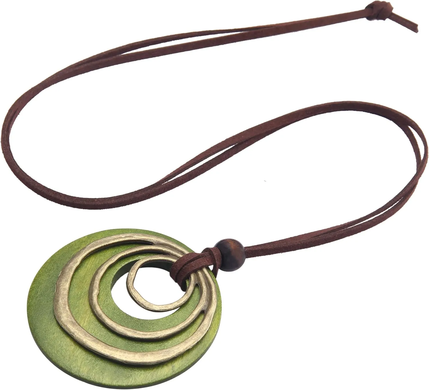 Boho Necklaces for Women Long Wooden Pendant Vintage Necklace Sweater Chain Necklace Handmade Jewelry