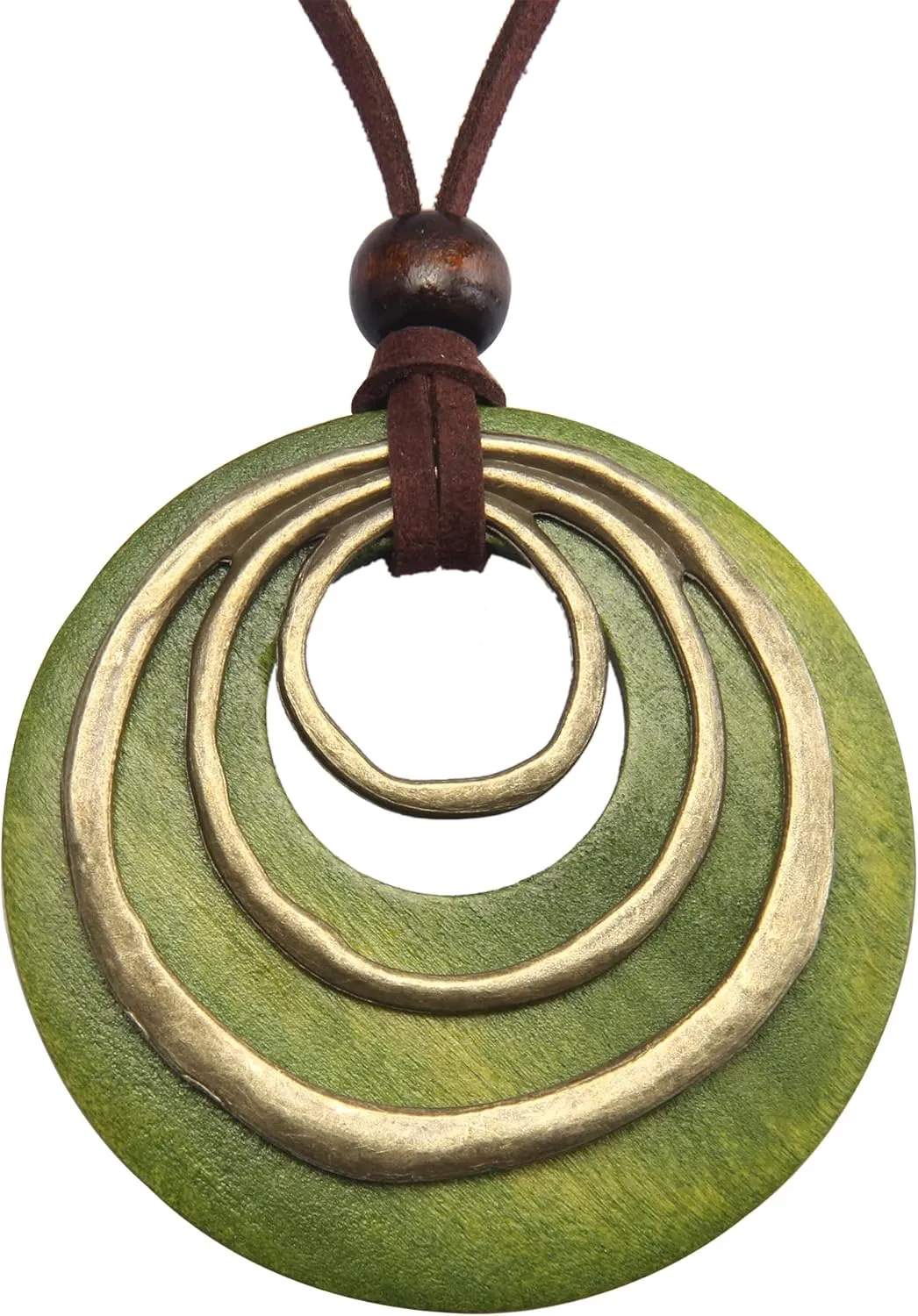 Boho Necklaces for Women Long Wooden Pendant Vintage Necklace Sweater Chain Necklace Handmade Jewelry