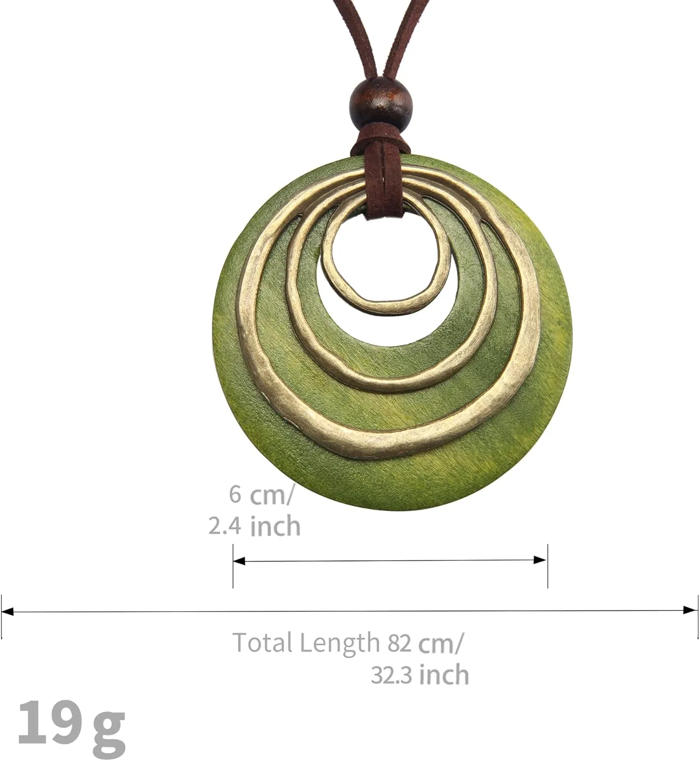 Boho Necklaces for Women Long Wooden Pendant Vintage Necklace Sweater Chain Necklace Handmade Jewelry