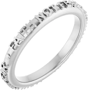 Bonyak Jewelry Platinum Faith Not Fear Ring Chic, Size 5