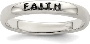 Bonyak Jewelry Sterling Silver Antiqued & Polished Faith Ring Precious, Size 8