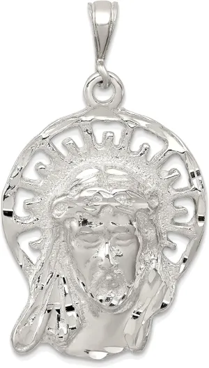 Bonyak Jewelry Sterling Silver Polished & Textured Jesus Head Pendant Beautiful