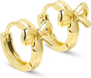 Bow Hoop Earrings, Bow Earrings Minimalist Elegant Ribbon Bowknot Earrings Small Huggie Hoops Earrings Fashion Statement Jewelry Gift for Women Girls