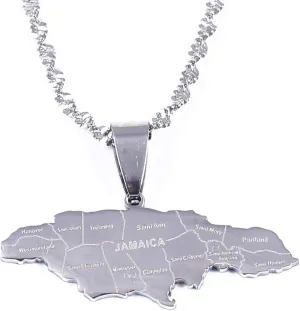 BR Gold Jewelry Stainless Steel Map of Jamaica With City Pendant Necklaces for Women