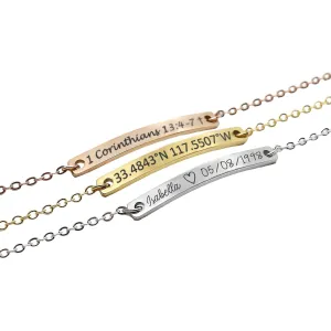 Bracelet Etching Engraved Bracelet bespoke Scripture Coordinates Name & Date bespoke custom Unique Keepsake Jewelry Birthdays Bridesmaid Gift Friendship Eco Freidnly Gift Idea (White color)