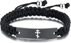 Braided Rope Bracelet For Men Women,Russian Orthodox Cross Braided Bracelet, Crucifix Crosses Symbol Cuff Religious Russia Ukraine Faith Reminder Jewelry Christian Gifts