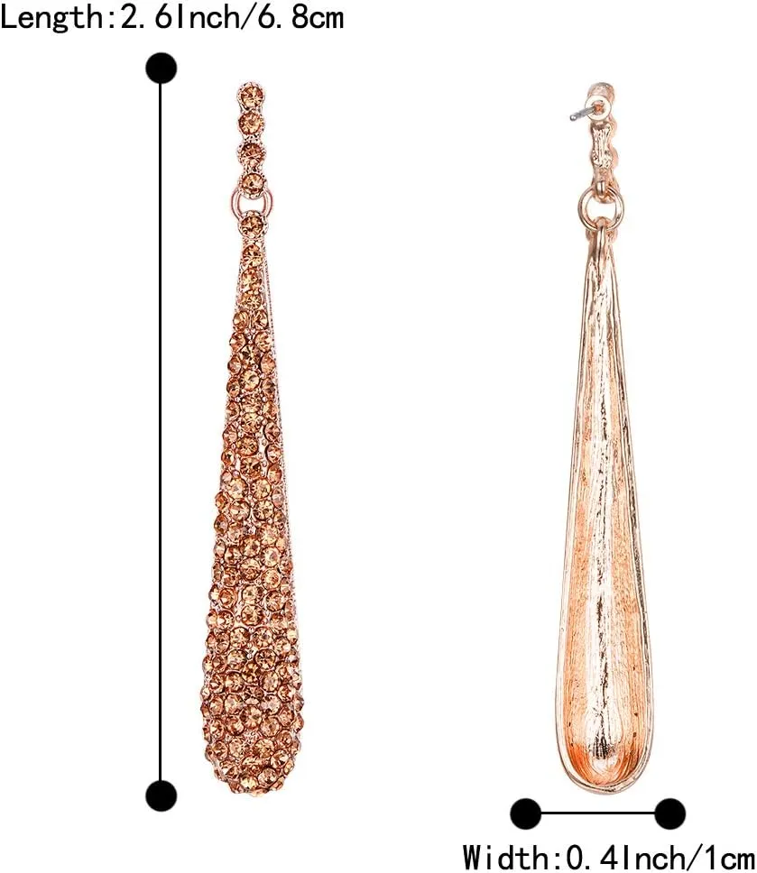 BriLove Wedding Bridal Elegant Crystal Beaded Teardrop Long Dangle Earrings for Women