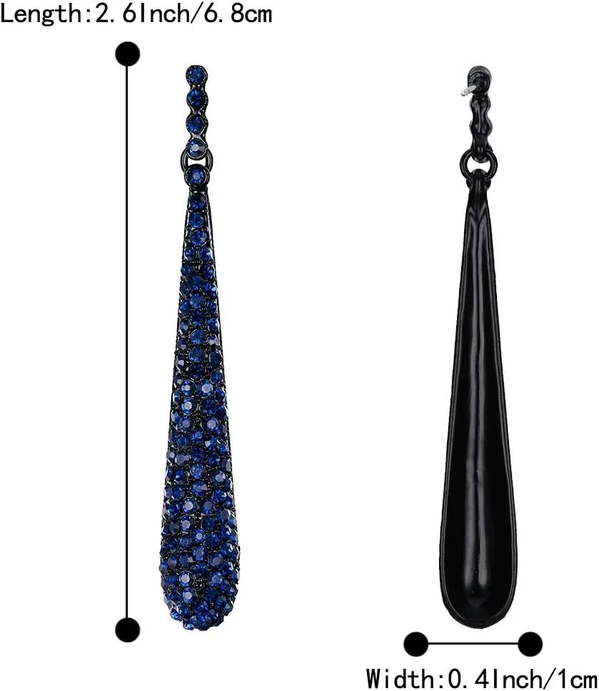 BriLove Wedding Bridal Elegant Crystal Beaded Teardrop Long Dangle Earrings for Women