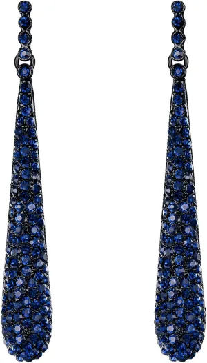 BriLove Wedding Bridal Elegant Crystal Beaded Teardrop Long Dangle Earrings for Women