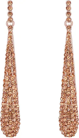 BriLove Wedding Bridal Elegant Crystal Beaded Teardrop Long Dangle Earrings for Women