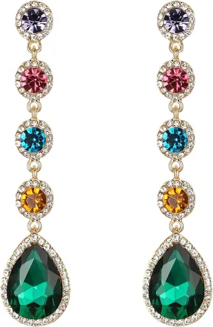 BriLove Women's Elegant Wedding Bridal Crystal Beaded Teardrop Chandelier Dangle Earrings