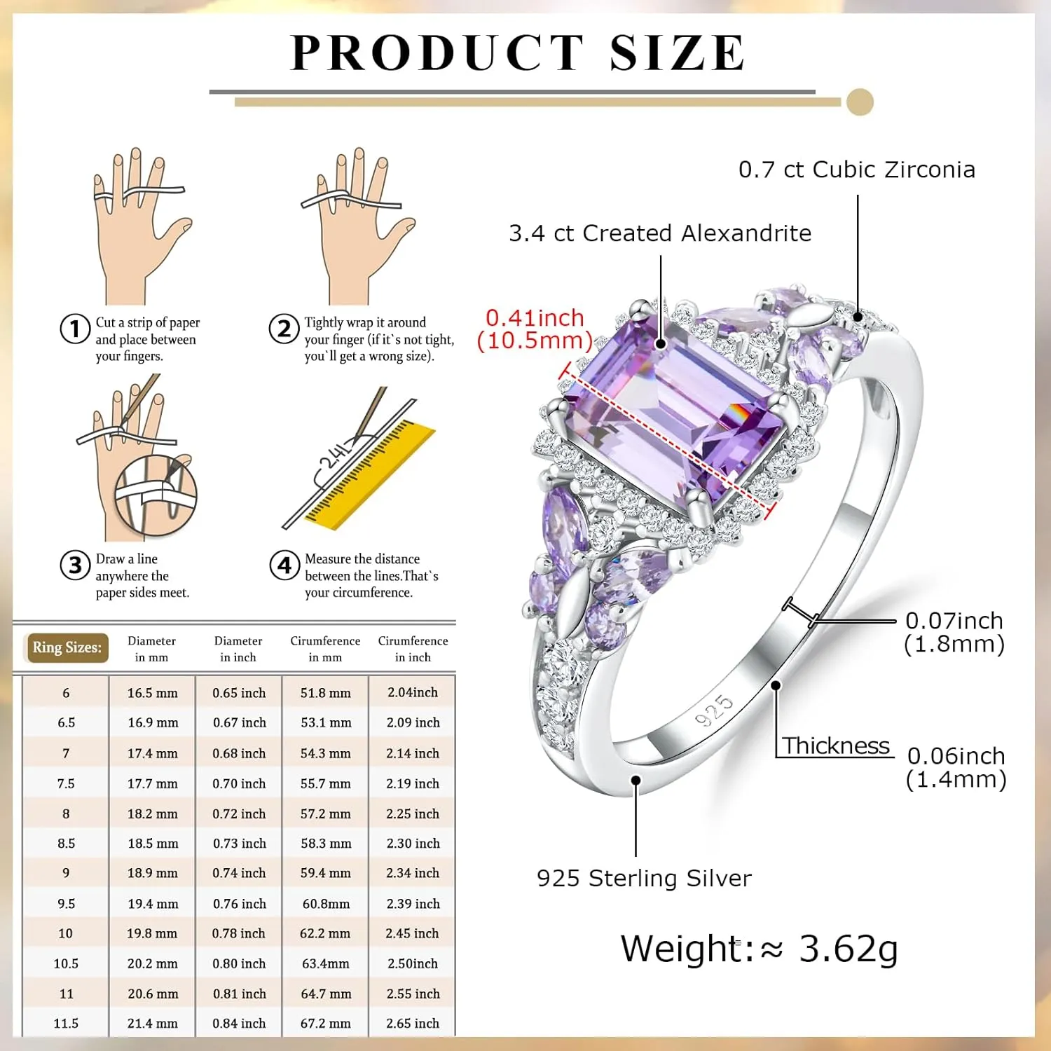 Butterfly Rings for Women, 925 Sterling Silver 3-4 Carat Birthstone Halo Ring Amethyst/Emerald/Blue Sapphire/Ruby Promise Ring Emerald Cut Engagement Rings for Her,Lovers Birthday Valentines Gift