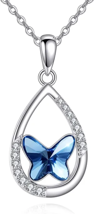 Butterfly/Crysta/Opal Necklaces for Women Sterling Silver Pendant Necklace Jewelry for Women