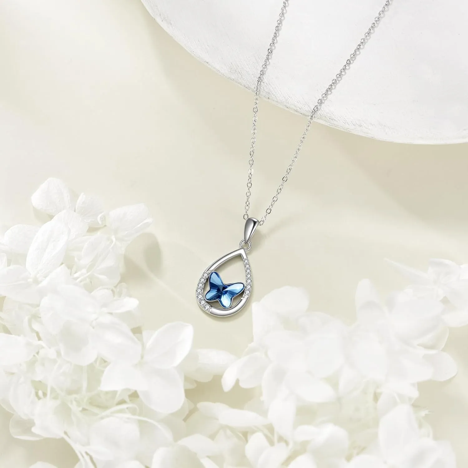 Butterfly/Crysta/Opal Necklaces for Women Sterling Silver Pendant Necklace Jewelry for Women