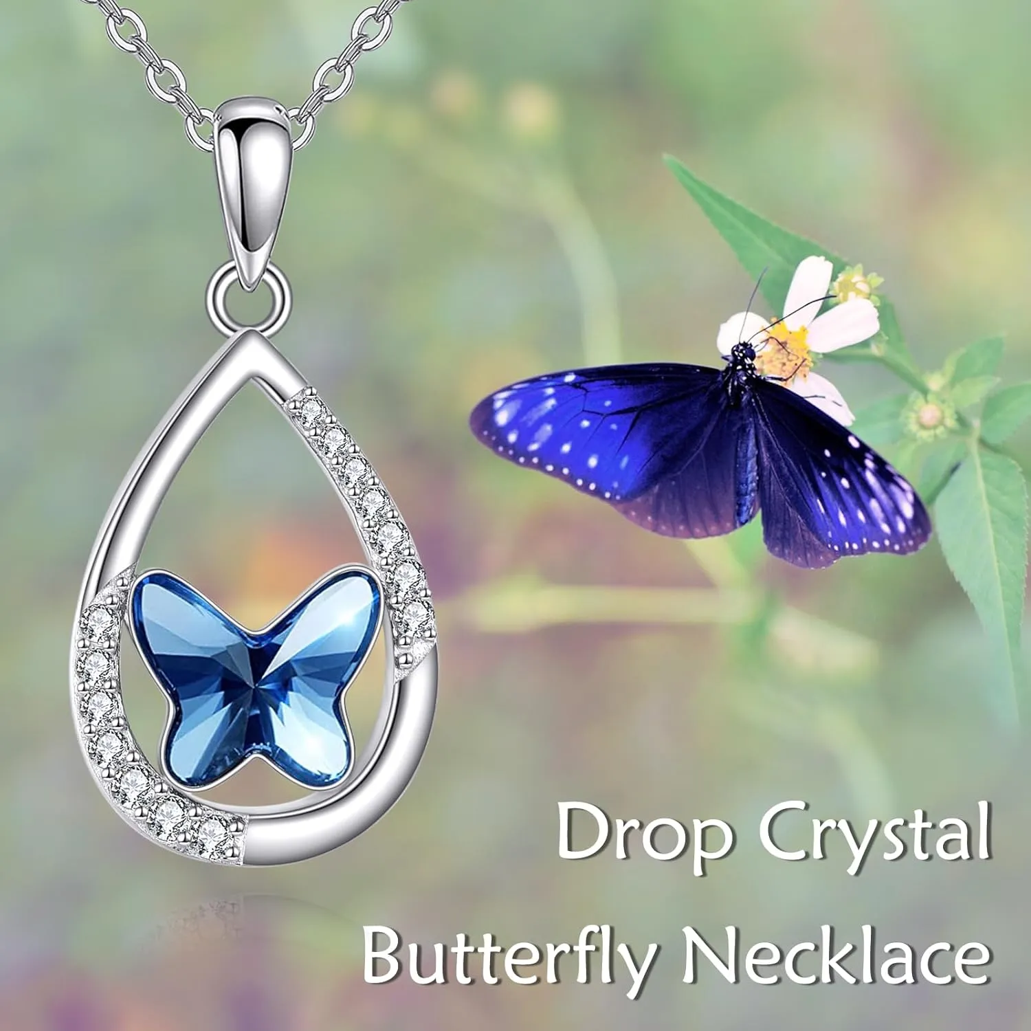 Butterfly/Crysta/Opal Necklaces for Women Sterling Silver Pendant Necklace Jewelry for Women