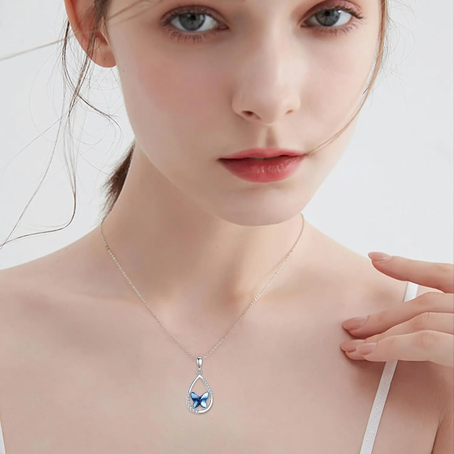 Butterfly/Crysta/Opal Necklaces for Women Sterling Silver Pendant Necklace Jewelry for Women