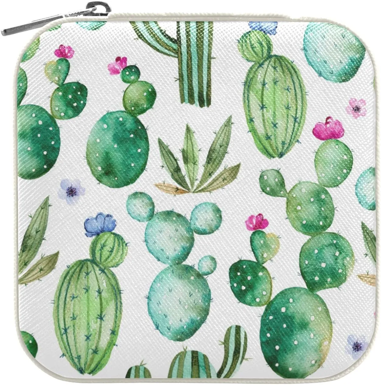 Cactus Succulent Floral Travel Jewelry Case PU Leather Portable Jewelry Box Jewelry Travel Organizer Small Jewelry Box for Ring Necklace Earring Bracelet Gifts Display Box Holder for Women Girls