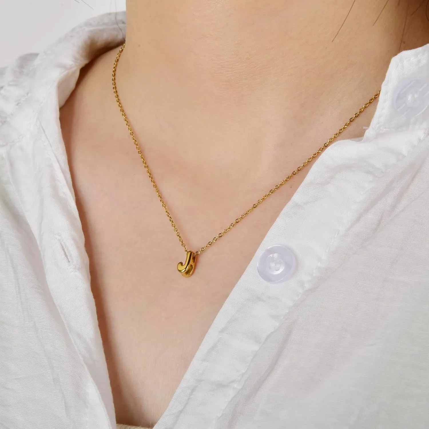 CANDYFANCY Bubble Initial Necklaces for Women 18K Gold Plated Letter Necklace Dainty Alphabet Necklace Personalized balloon Initial Choker Necklaces for Teen Girls Trendy Jewelry Gifts