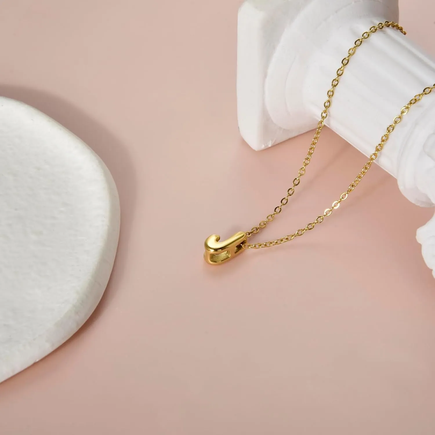 CANDYFANCY Bubble Initial Necklaces for Women 18K Gold Plated Letter Necklace Dainty Alphabet Necklace Personalized balloon Initial Choker Necklaces for Teen Girls Trendy Jewelry Gifts