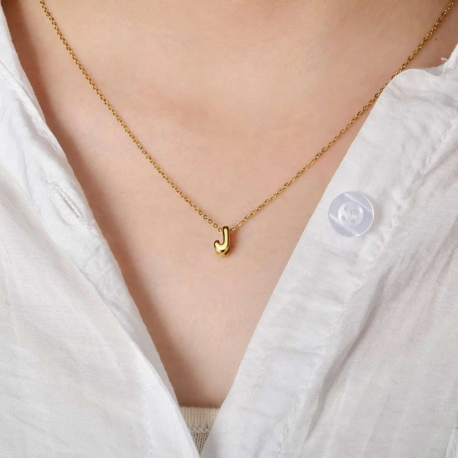 CANDYFANCY Bubble Initial Necklaces for Women 18K Gold Plated Letter Necklace Dainty Alphabet Necklace Personalized balloon Initial Choker Necklaces for Teen Girls Trendy Jewelry Gifts