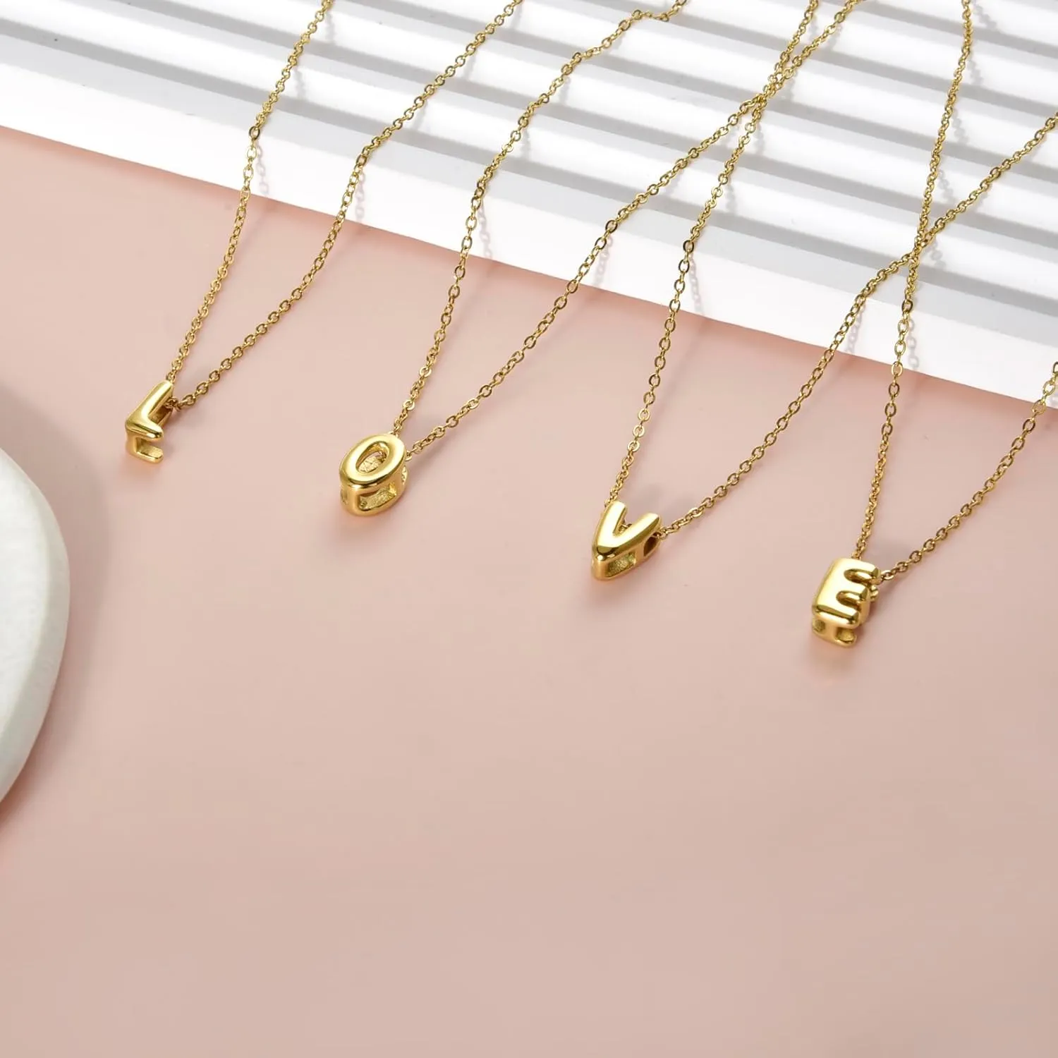 CANDYFANCY Bubble Initial Necklaces for Women 18K Gold Plated Letter Necklace Dainty Alphabet Necklace Personalized balloon Initial Choker Necklaces for Teen Girls Trendy Jewelry Gifts