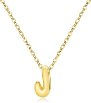 CANDYFANCY Bubble Initial Necklaces for Women 18K Gold Plated Letter Necklace Dainty Alphabet Necklace Personalized balloon Initial Choker Necklaces for Teen Girls Trendy Jewelry Gifts