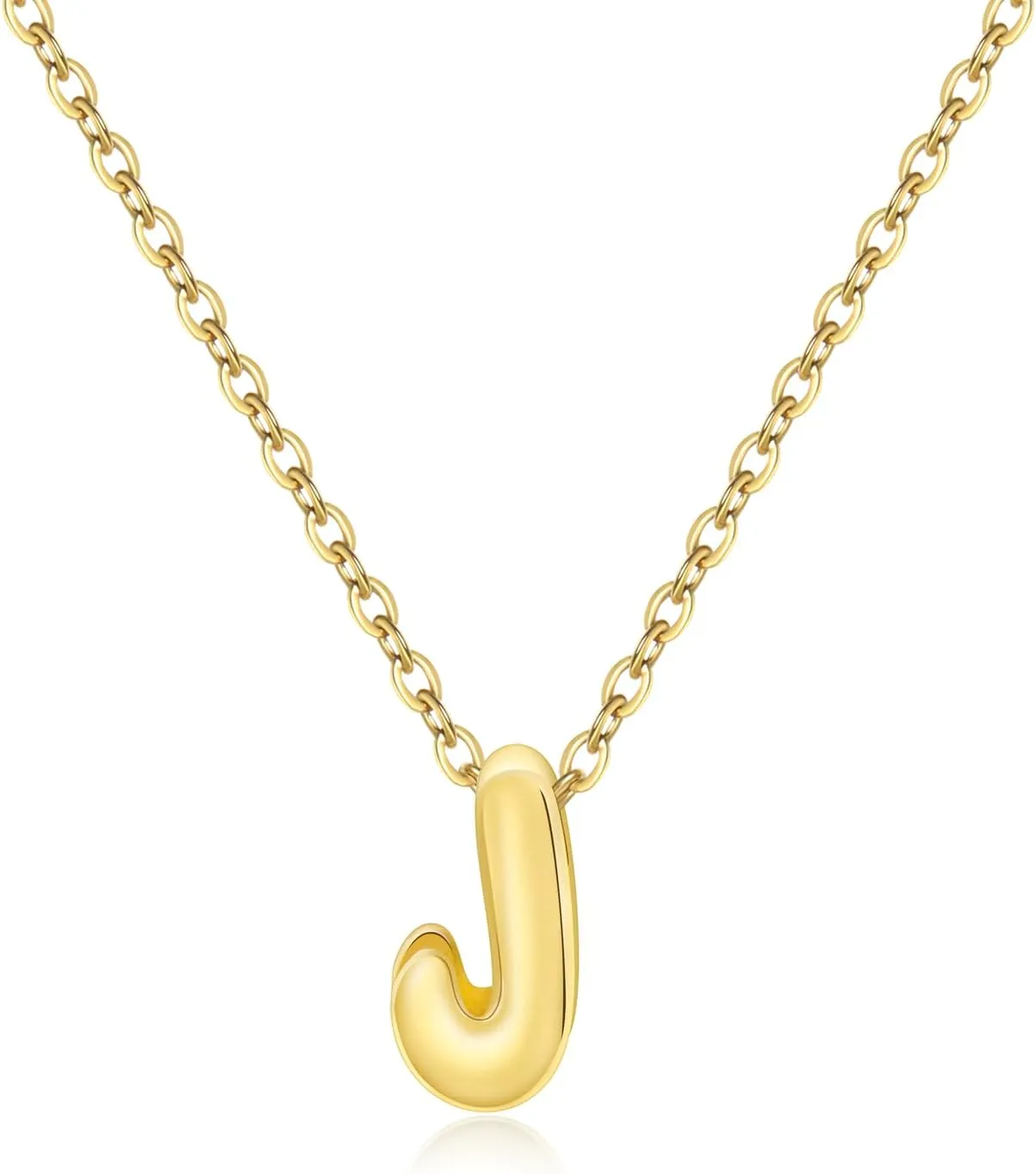 CANDYFANCY Bubble Initial Necklaces for Women 18K Gold Plated Letter Necklace Dainty Alphabet Necklace Personalized balloon Initial Choker Necklaces for Teen Girls Trendy Jewelry Gifts