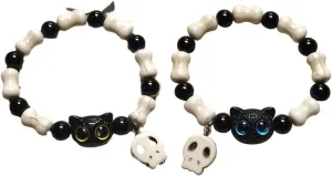 Cat Charm Bracelet Set for Women Men, Elastic Beaded Kitty Charms Bracelets