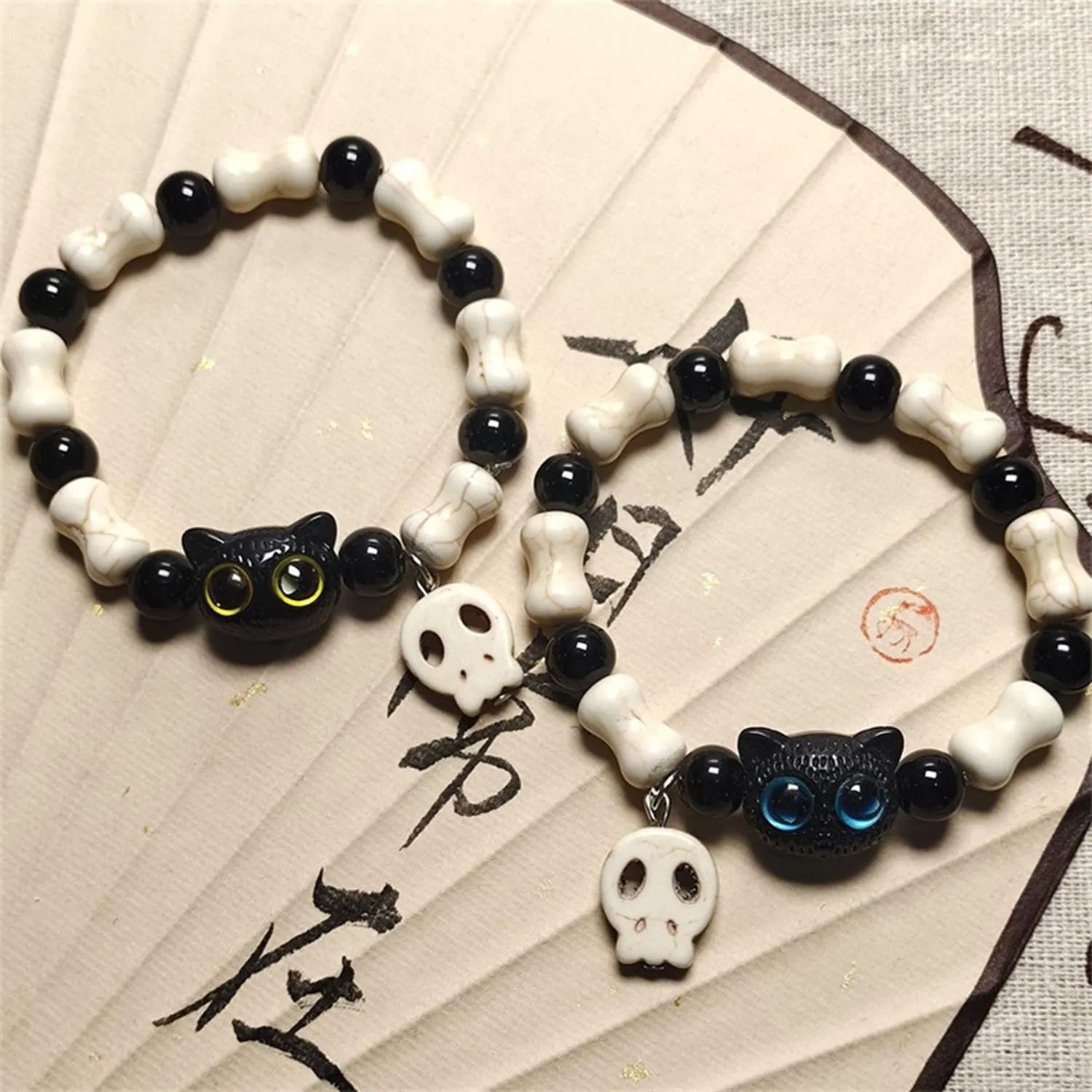 Cat Charm Bracelet Set for Women Men, Elastic Beaded Kitty Charms Bracelets