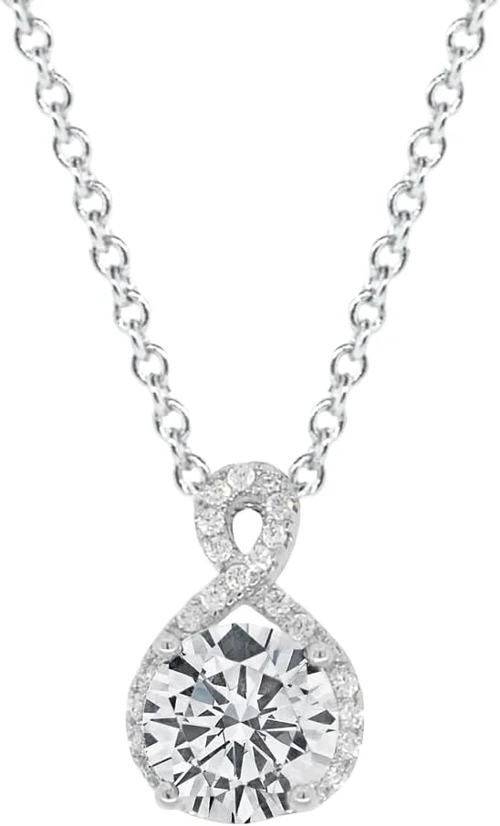 Cate & Chloe Alessandra 18k Gold Plated Pendant Necklace | Halo Infinity Silver Necklaces with Round Cut Cubic Zirconia, Fashion Necklaces for Women, Hypoallergenic Jewelry Necklaces for Girls