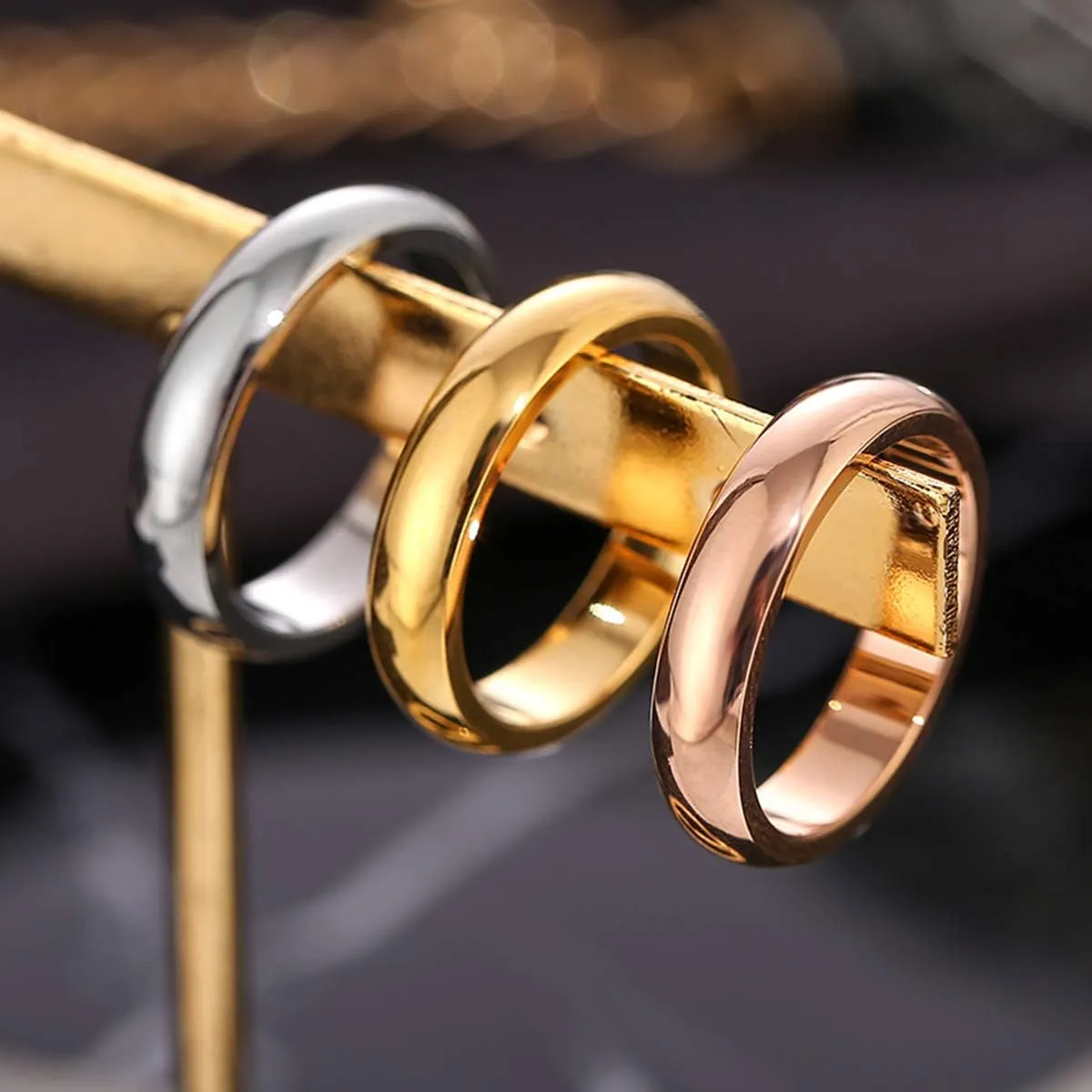 CCBFY 2 MM 4 MM Stainless Steel Ring Jewel Roman Numerals Stackable High Polish Plain Dome Tarnish Resistant Comfort Fit Ring Wedding Band Size 3-15