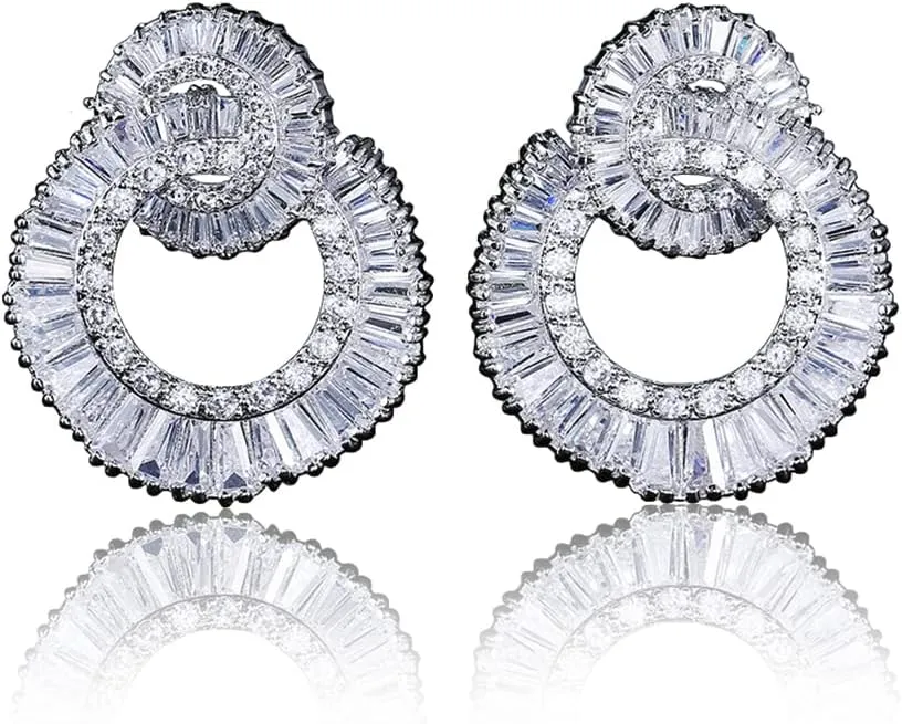 Celebrity Design Women Elegant Statement Rhinestone Jewelry Dangle Drop Earrings Studs