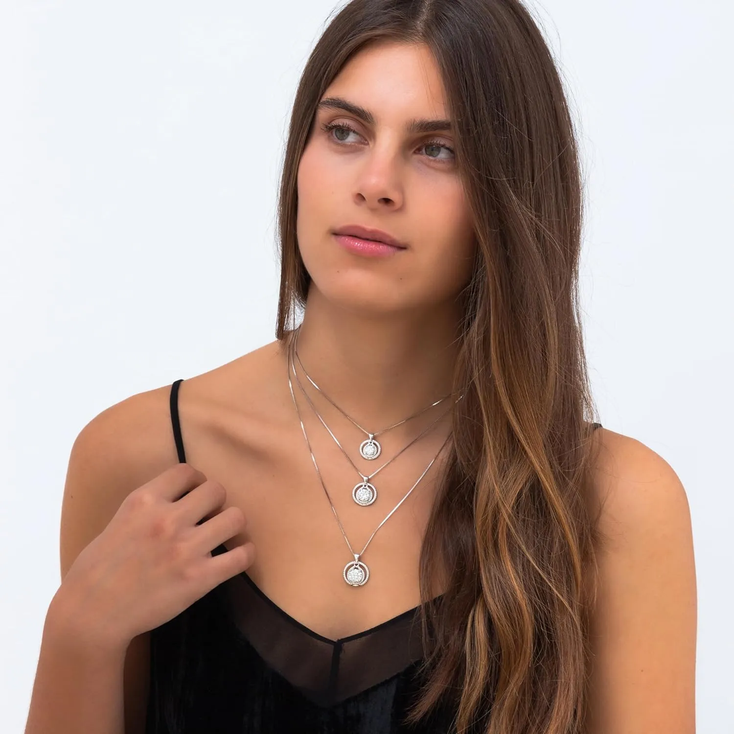 Certified Moissanite Pendant Necklace Gift for Women Birthday Gift for Her, Platinum Plated Silver Necklace with Moissanite Diamond Gift for Wife from Husband
