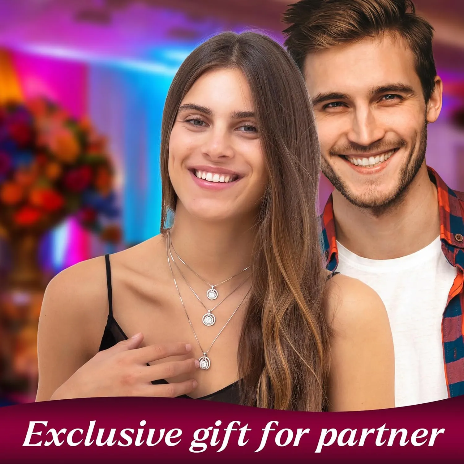 Certified Moissanite Pendant Necklace Gift for Women Birthday Gift for Her, Platinum Plated Silver Necklace with Moissanite Diamond Gift for Wife from Husband