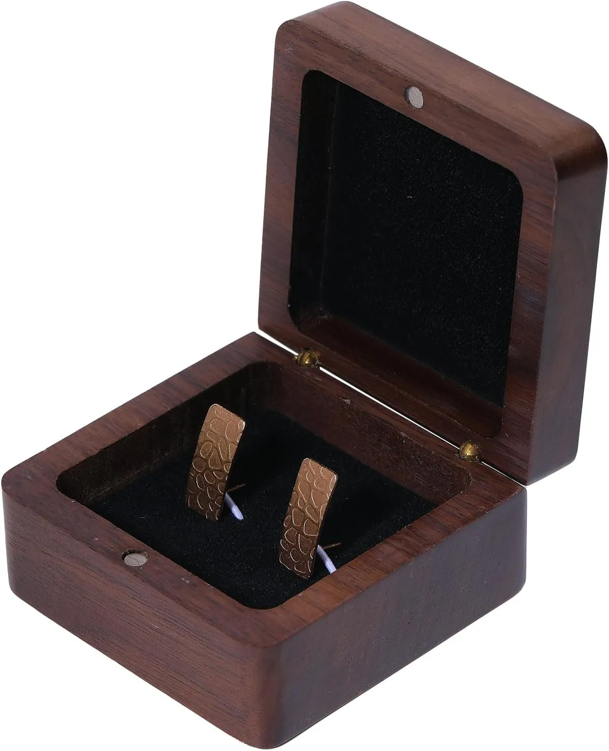 CHGCRAFT Walnut Wooden Cufflink Box Wood Necklace Gift Box Necklace Organiser Box Jewelry Display Box for Engagement Birthday Anniversary 2.65x2.67x1.41inch