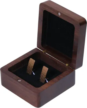 CHGCRAFT Walnut Wooden Cufflink Box Wood Necklace Gift Box Necklace Organiser Box Jewelry Display Box for Engagement Birthday Anniversary 2.65x2.67x1.41inch