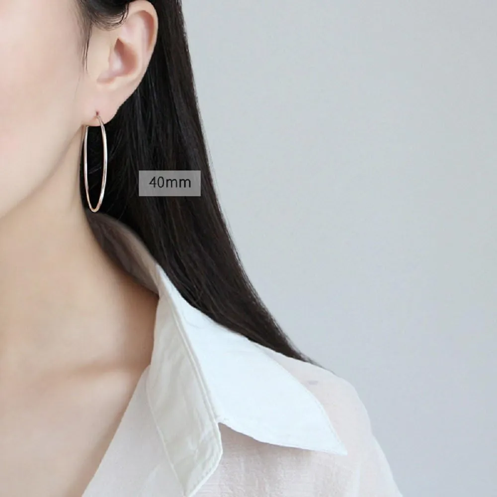 Chic 925 Sterling Silver Big Hoop Earrings Minimalist Round Circle Endless Large Huggie Hoops Statement Earrings 50/60/70/90mm Hypoallergenic Fashion Jewelry Gifts for Women Girls