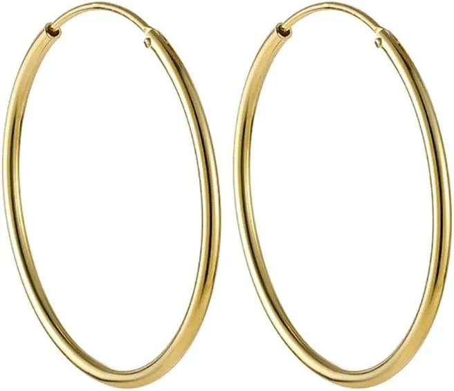 Chic 925 Sterling Silver Big Hoop Earrings Minimalist Round Circle Endless Large Huggie Hoops Statement Earrings 50/60/70/90mm Hypoallergenic Fashion Jewelry Gifts for Women Girls