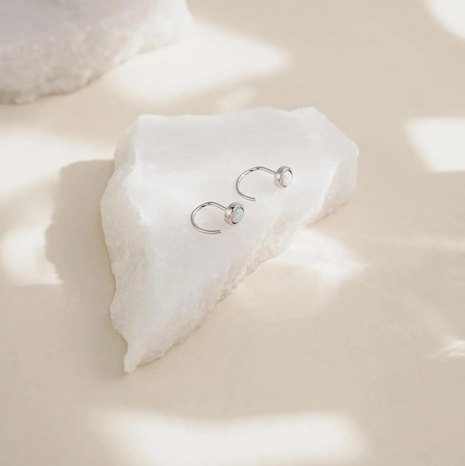 CHIC & ARTSY Dainty Hug Hoop Earrings 925 Sterling Silver Created Gemstone Huggie Hoops Earrings Synthetic Fire Opal/Turquoise/Moonstone/CZ Tiny Hoop Earrings for Women