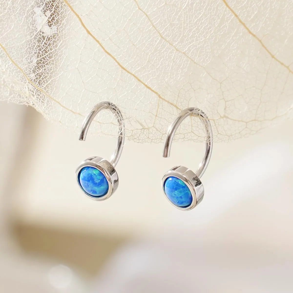 CHIC & ARTSY Dainty Hug Hoop Earrings 925 Sterling Silver Created Gemstone Huggie Hoops Earrings Synthetic Fire Opal/Turquoise/Moonstone/CZ Tiny Hoop Earrings for Women