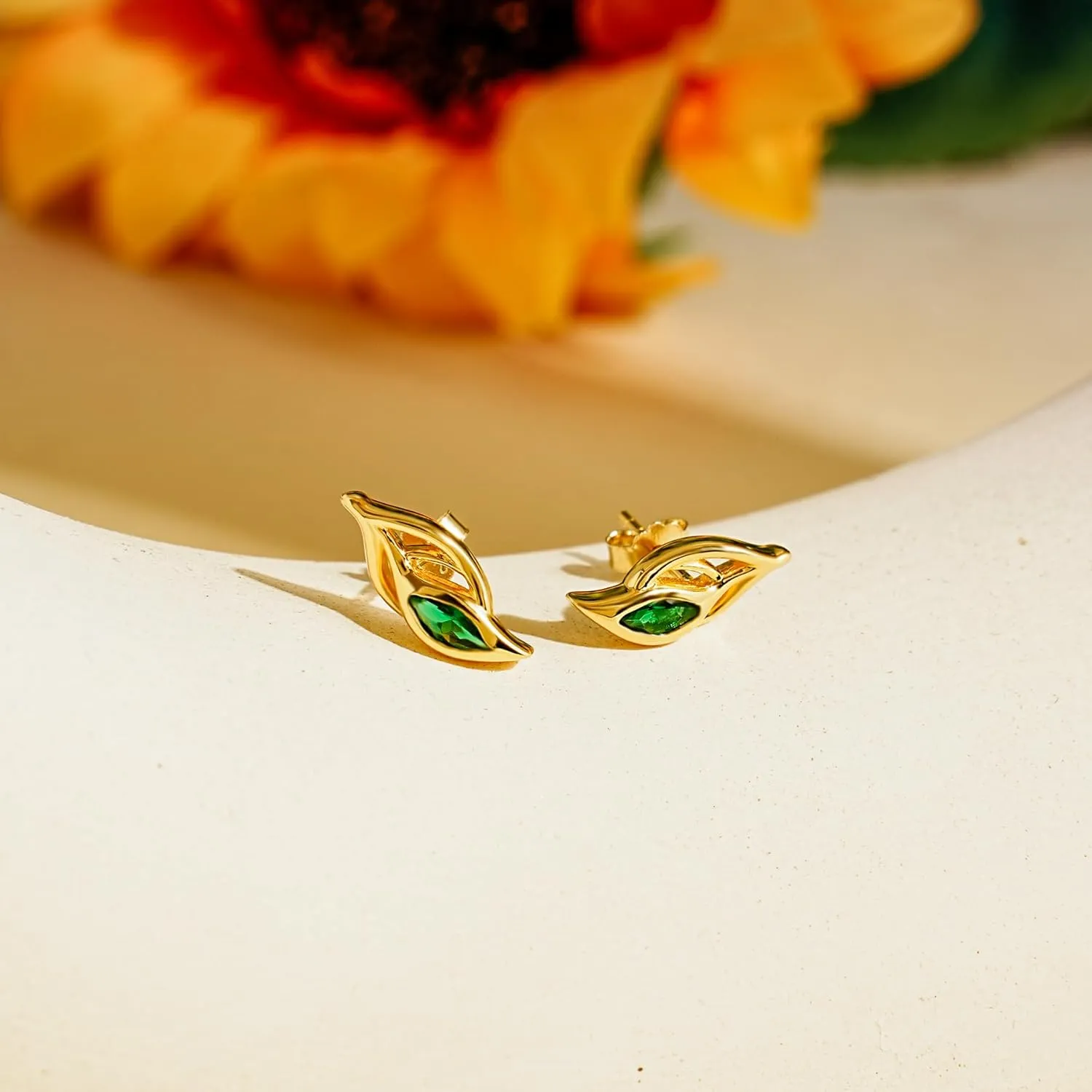 CHIC & ARTSY Plant Earrings 925 Sterling Silver Plant Stud Earrings for Women Hypoallergenic Bamboo Leaf Stud Earrings
